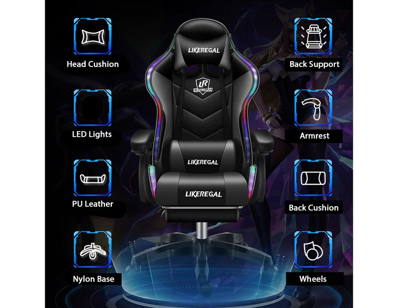 Kompiuterinė Žaidimų kėdė su rgb ir garso kolonėlėmis 6