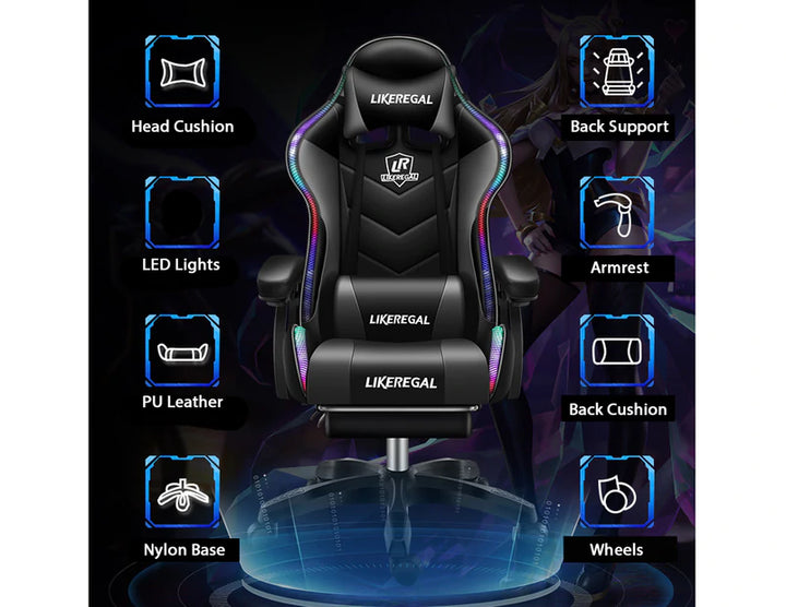 Kompiuterinė Žaidimų kėdė su rgb ir garso kolonėlėmis 6