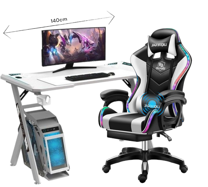 Kompiuterinės kėdės ir stalo komplektas rgb Led 1