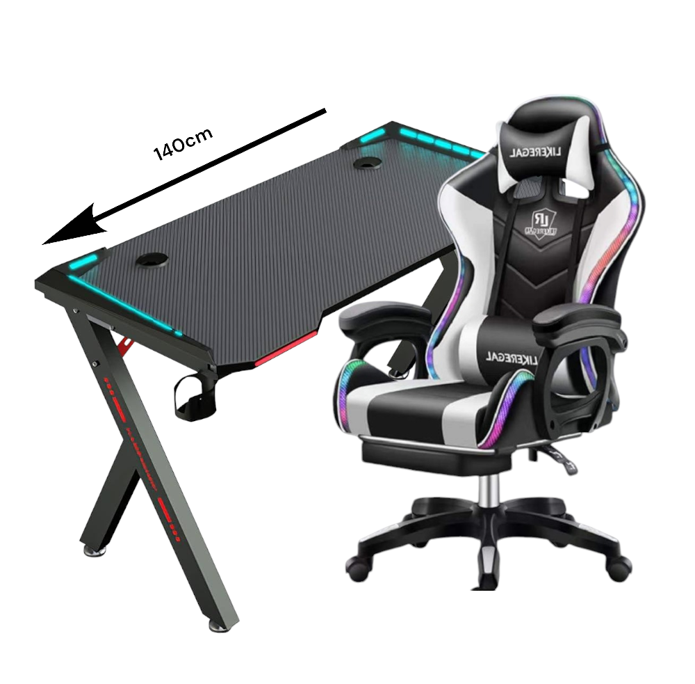 Kompiuterinės kėdės ir stalo komplektas rgb Led 12