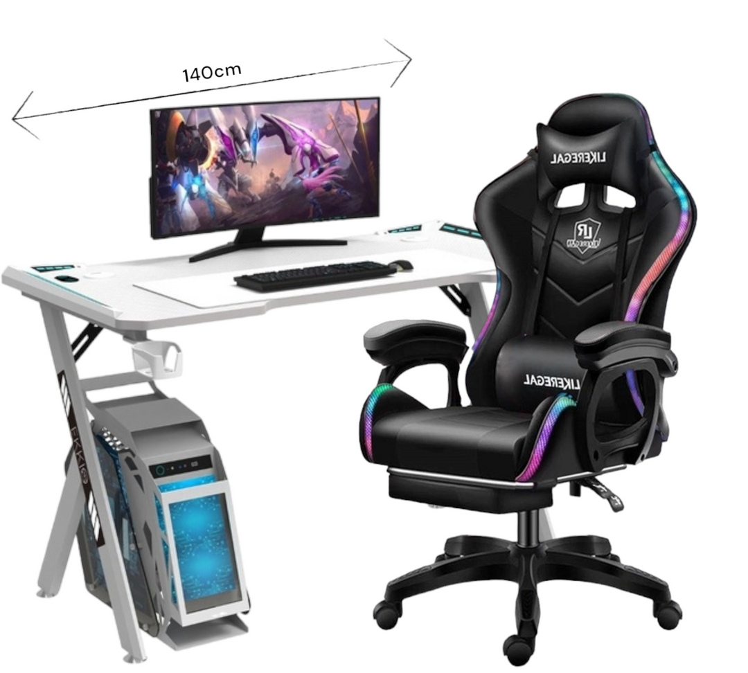 Kompiuterinės kėdės ir stalo komplektas rgb Led 9