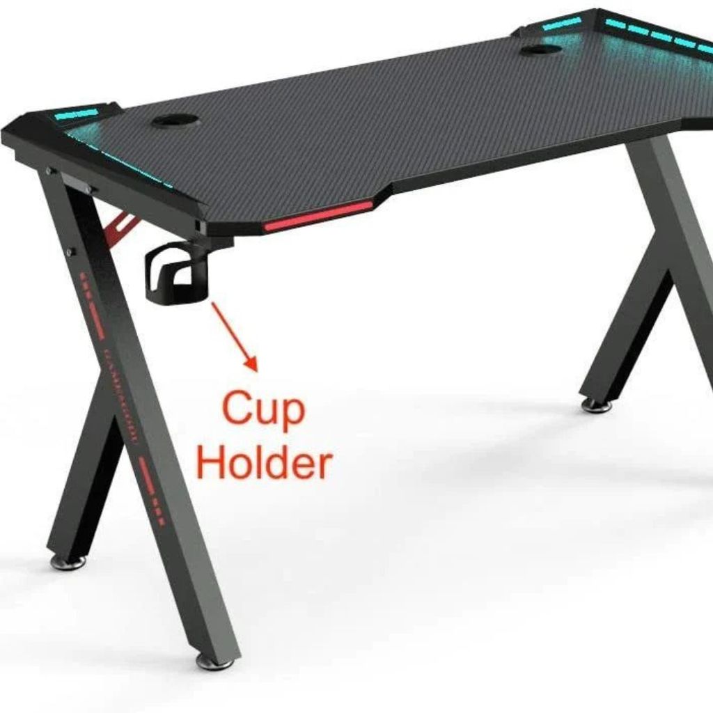 Kompiuterinių žaidimų stalas su LED lemputėmis 5