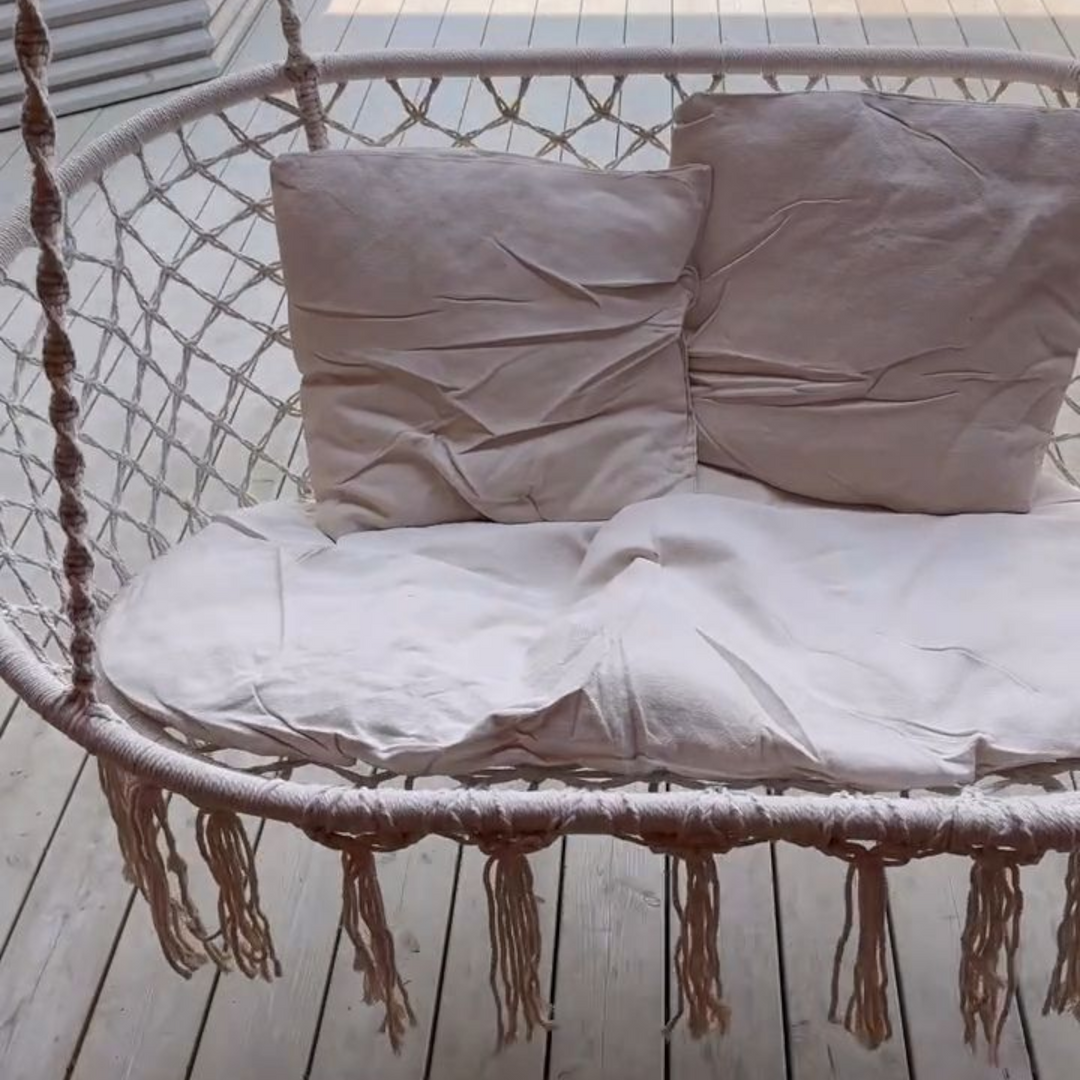 Pakabinama sodo sūpynė su pagalve/dvigubas