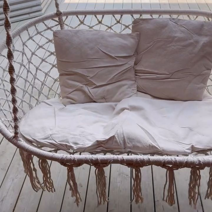 Pakabinama sodo sūpynė su pagalve/dvigubas