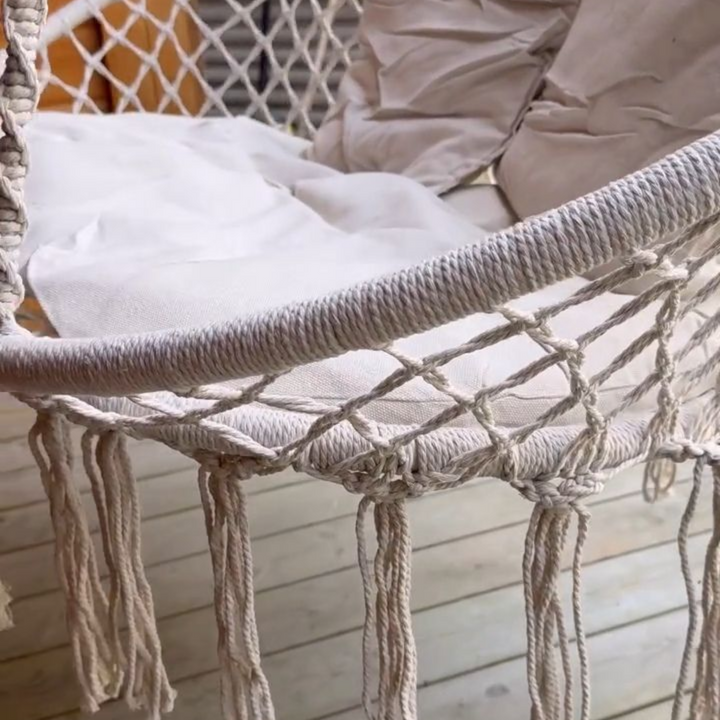 Pakabinama sodo sūpynė su pagalve/dvigubas