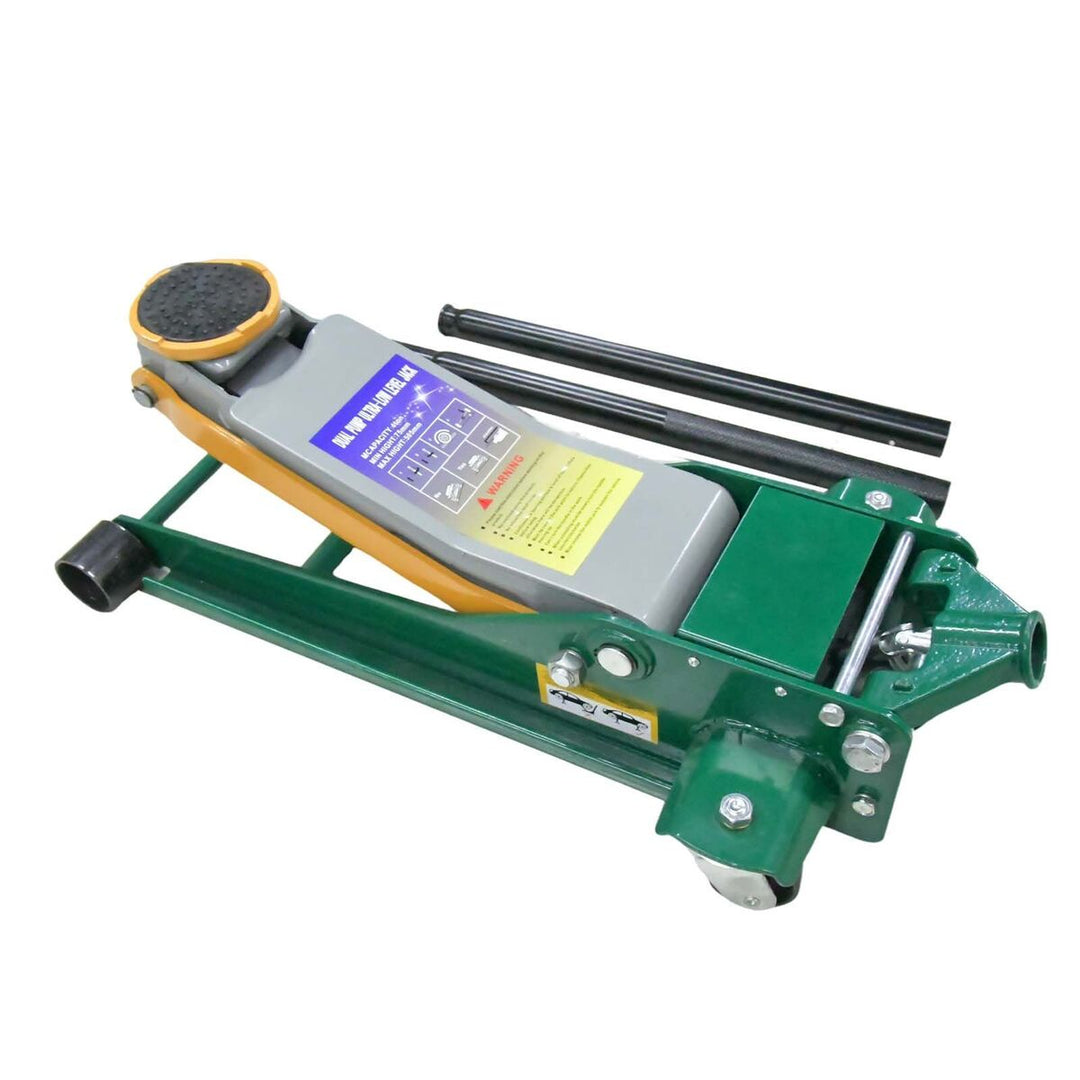 Hidraulinis domkratas 3T/4T žemo profilio, su dviejų cilindrų sistema