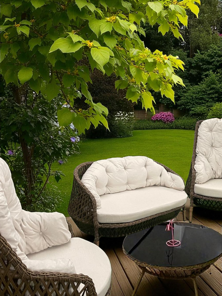 4 Dalių Sodo Baldų Komplektas su Foteliais