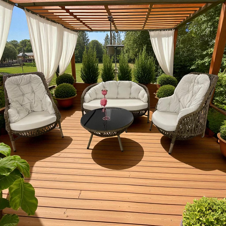 4 Dalių Sodo Baldų Komplektas su Foteliais