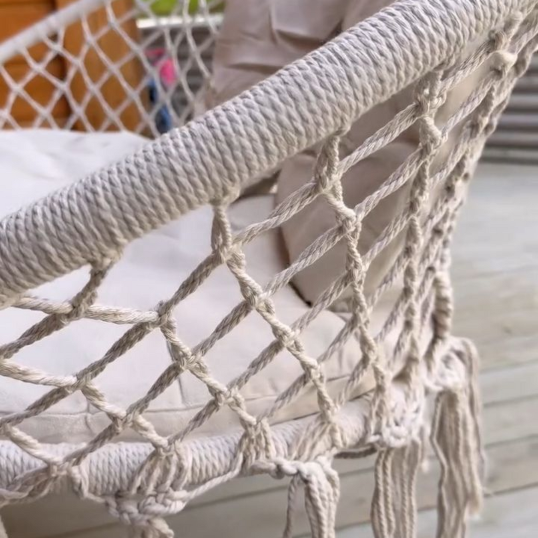 Pakabinama sodo sūpynė su pagalve/dvigubas