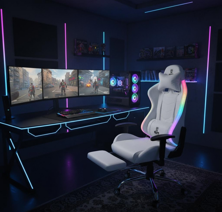 Kompiuterinė Žaidimų kėdė su rgb ir garso kolonėlėmis
