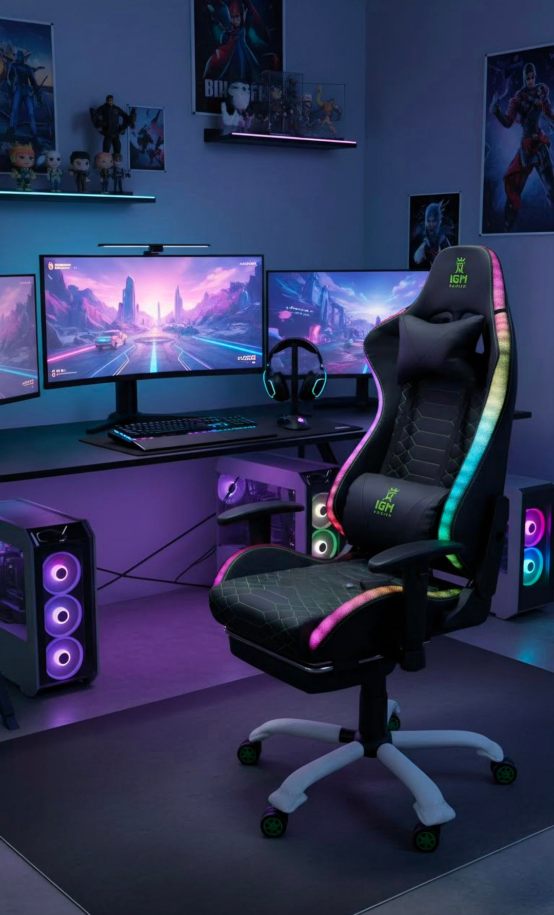 Kompiuterinė Žaidimų kėdė su rgb ir garso kolonėlėmis